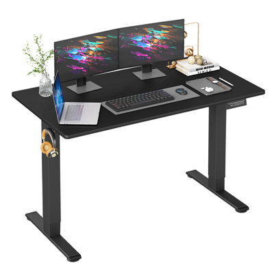 Electric Standing Desk 48X24 Height Adjustable Office Desk Large Space Computer Desk Writing Table With Headphone Holder 2 Memory Adjustable Function