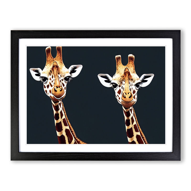 Two Giraffes Vol.2 - Framed Print, Black Framed, 46cm H x 64cm W x 2cm D