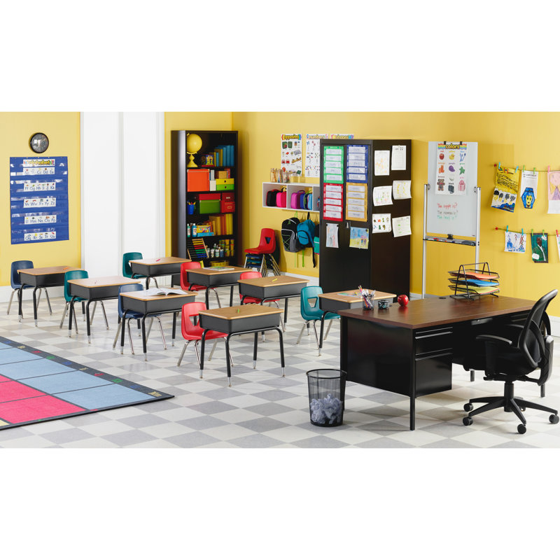 Chaise de classe empilable, Bleu marine, H 14 po