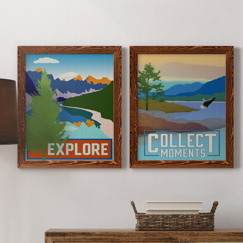 Explore - ensemble d'impressions 2 pièces, Toile avec cadre érable, Pas de tapis, H 24 po x l 36 po x P 1,5 po