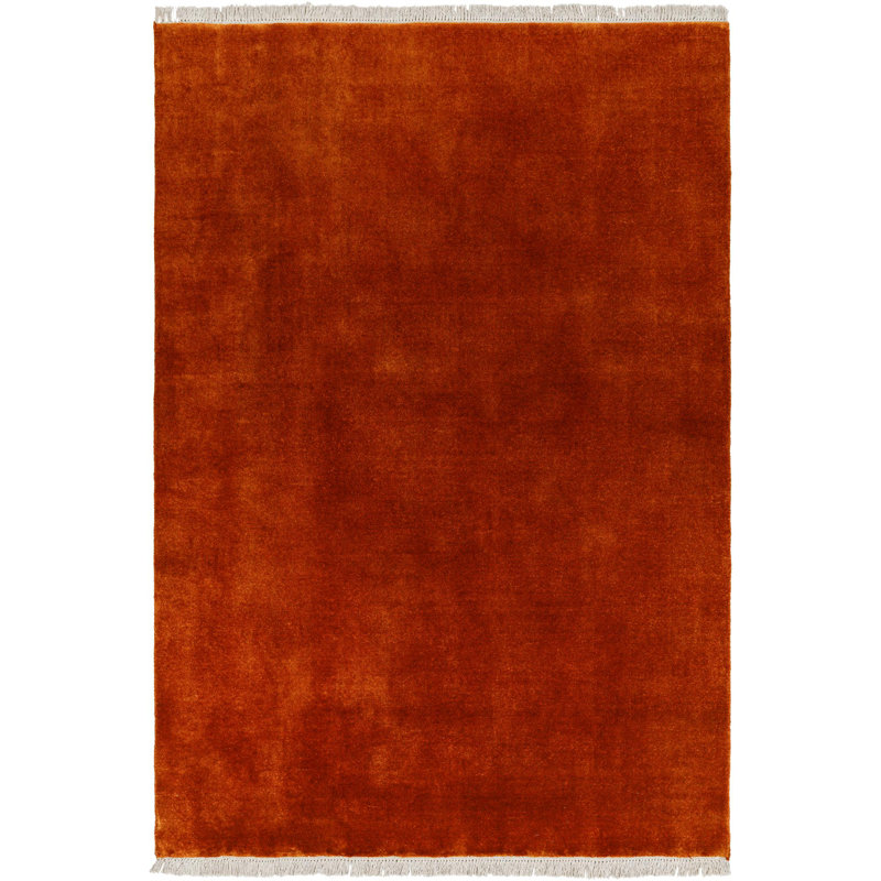 Tapis rouge en laine tissé à la main Clio, Rectangle 5 pi x 7 pi 6 po