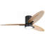 Ventilateur de plafond encastré de 56 pouces de conception moderne avec lumière et télécommande, moteur à courant continu réversible à 3 pales en bois massif noir