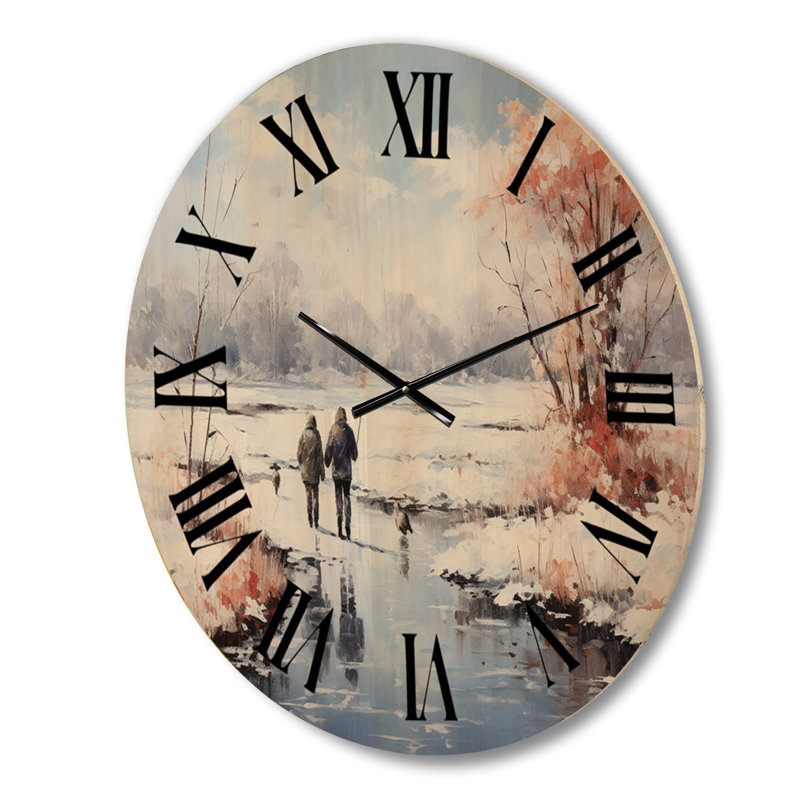 Horloge murale paysage d'hiver en hiver Frozen Pond II, Moyenne