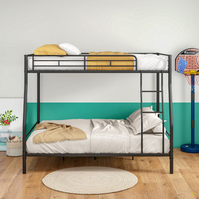 Heavy Duty Metal Bunk Bed Full Over Queen Bunk Bed Frame For Adults, Noise Free Frames, No Boxing Spring Needed