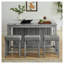 Table de bar 59 pouces gris avec prises de courant intégrées et ports USB, bois massif et panneau de fibres à densité moyenne