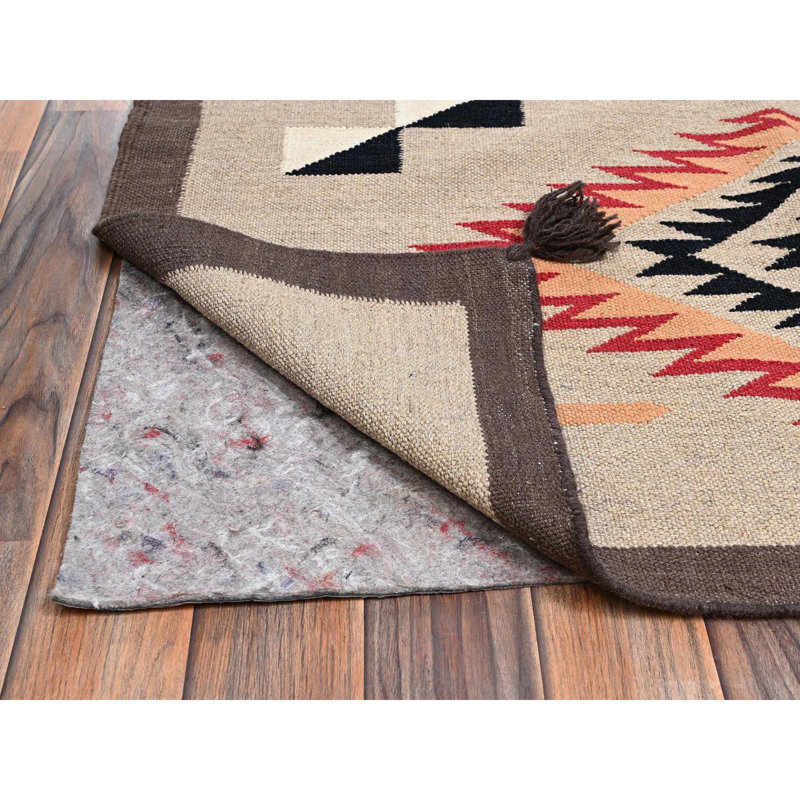 Tapis oriental tissé à la main à motif géométrique tissé à la main 8 pi x 10 pi, brun kaki, 8 pi x 10 pi