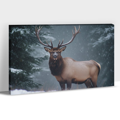 «Winter Deer», impression sur toile, affiche de peinture animalière de Noël pour le salon, la chambre à coucher, bureau, décoration murale, 12 po x 16 po