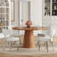 Ensemble de salle à manger rond 5 pièces avec table à pied centrale et chaises rembourrées-626328741-626328746
