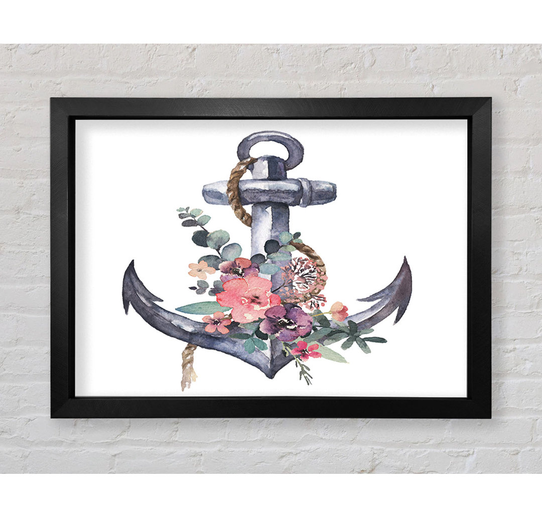 Gerahmtes Leinwandbild Watercolour Anchor