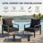 Outdoor Deep Seating Cushion loveseat of 2 -Waterproof, Detachable Cover 24"x24"x4"+22.5"x24"x6.5" Black-1055974320
