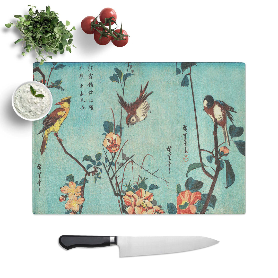 Tempered Glass Birds on a Cherry Blossom Tree Chopping Board