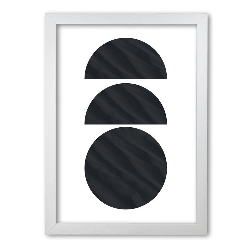 Abstract Textured Circles - Single Picture Frame Print, 30 cm H x 21 cm W x 5 cm D, White Grain Frame