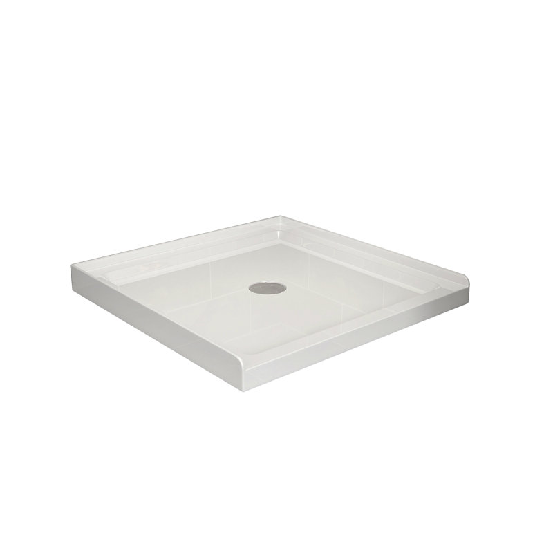 Base de douche 36 x 36 po Goodyo, drain centré et simple seuil
