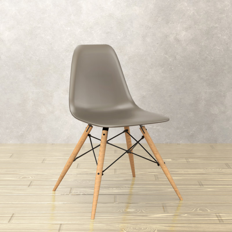 Averna Modern Side Chair with Wood Legs, Light Brown