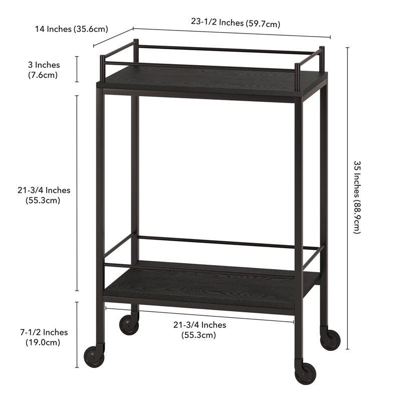 Metal Bar Cart, Black Grain