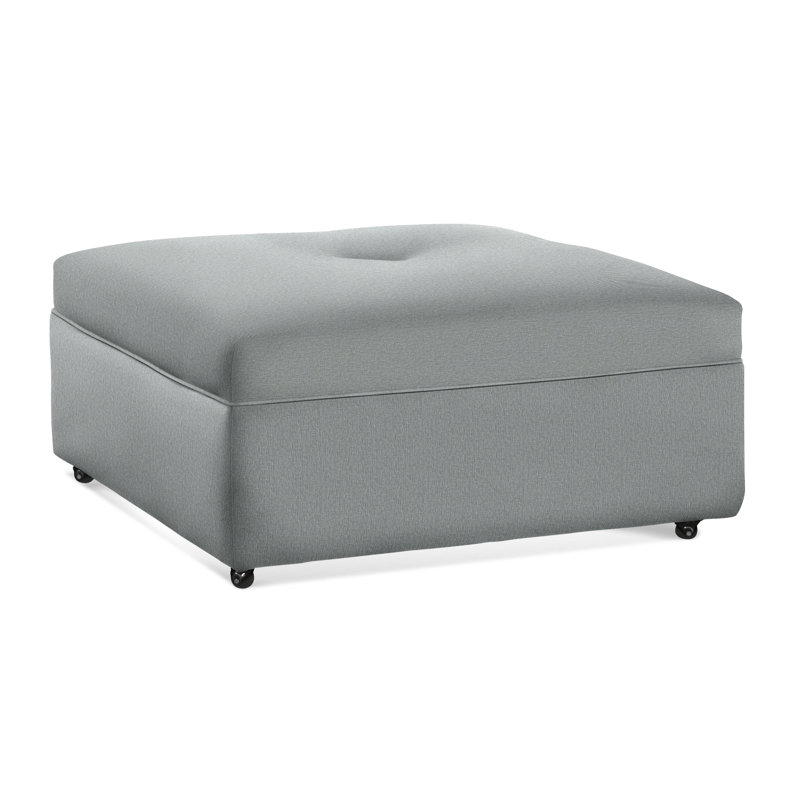 Fremont Square Ottoman, Light Blue Performance Fabric; 0851-55