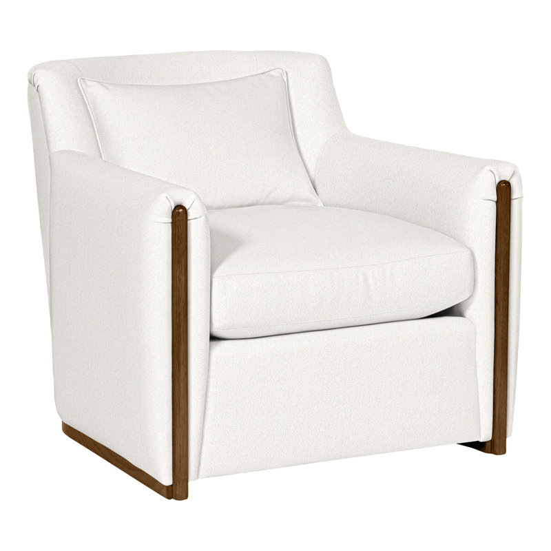 Thom Filicia Home 32.5" Wide Upholstered Armchair, Kennelly Snow Polyester Blend, Dove Gray