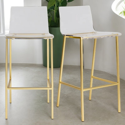 Tabouret transparent doré