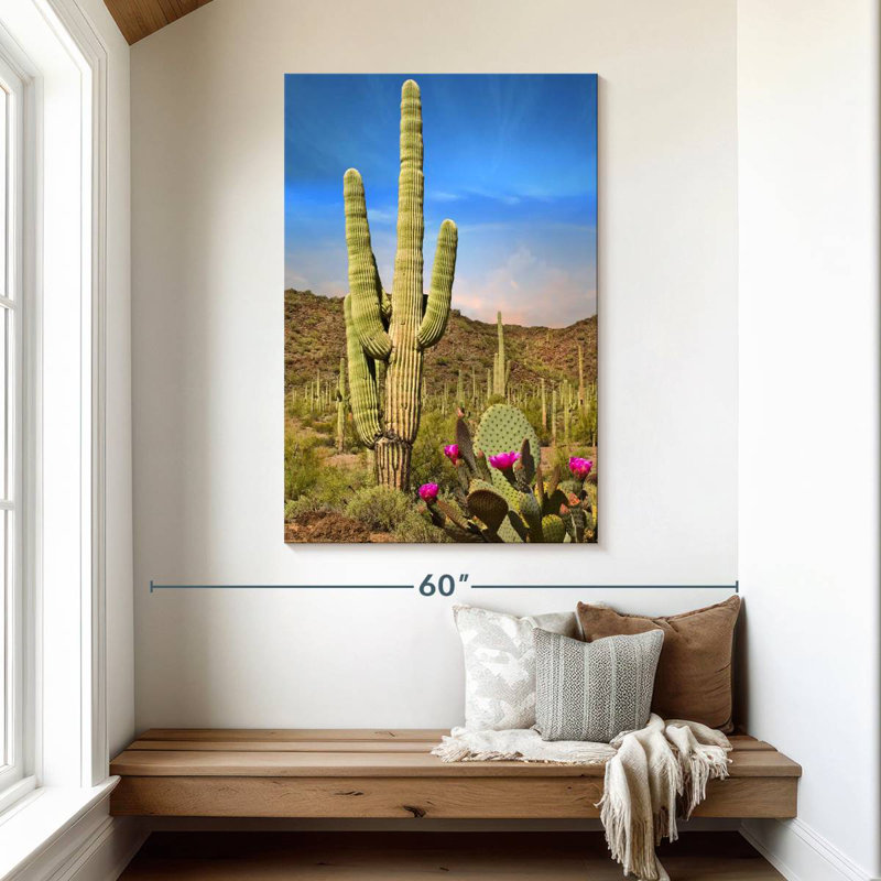 Harnek Saguaro And Prickly Pear Cactus, 48" H x 32" W