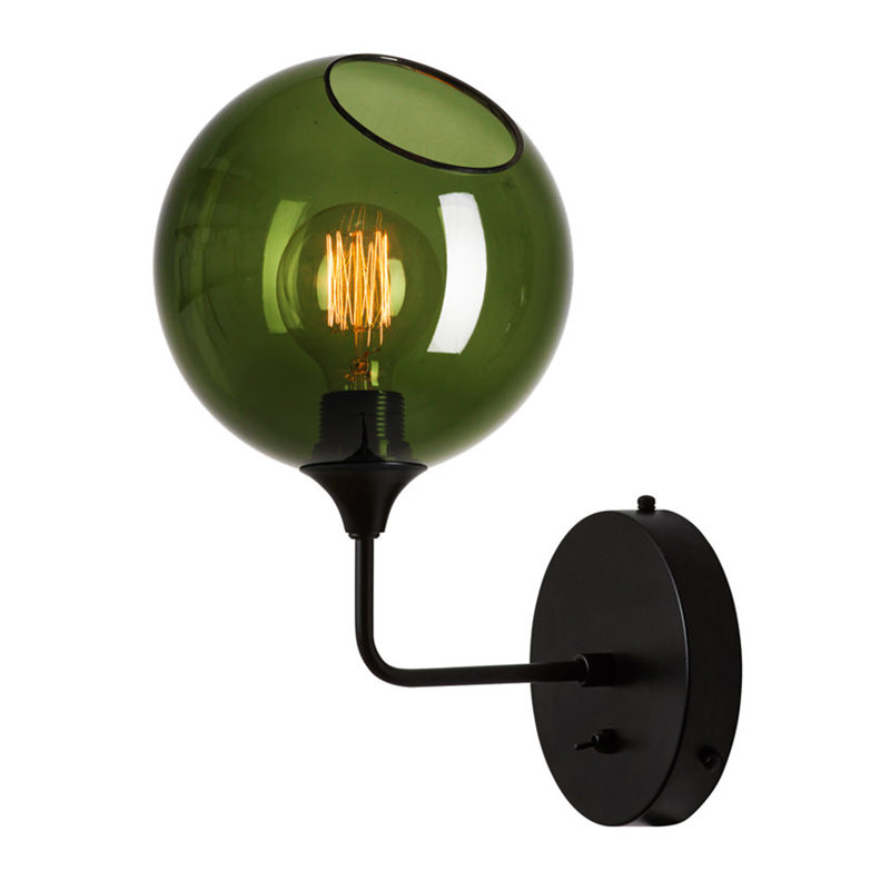 Armed Sconce, 37cm H x 20cm W x 20cm D, Green, Black