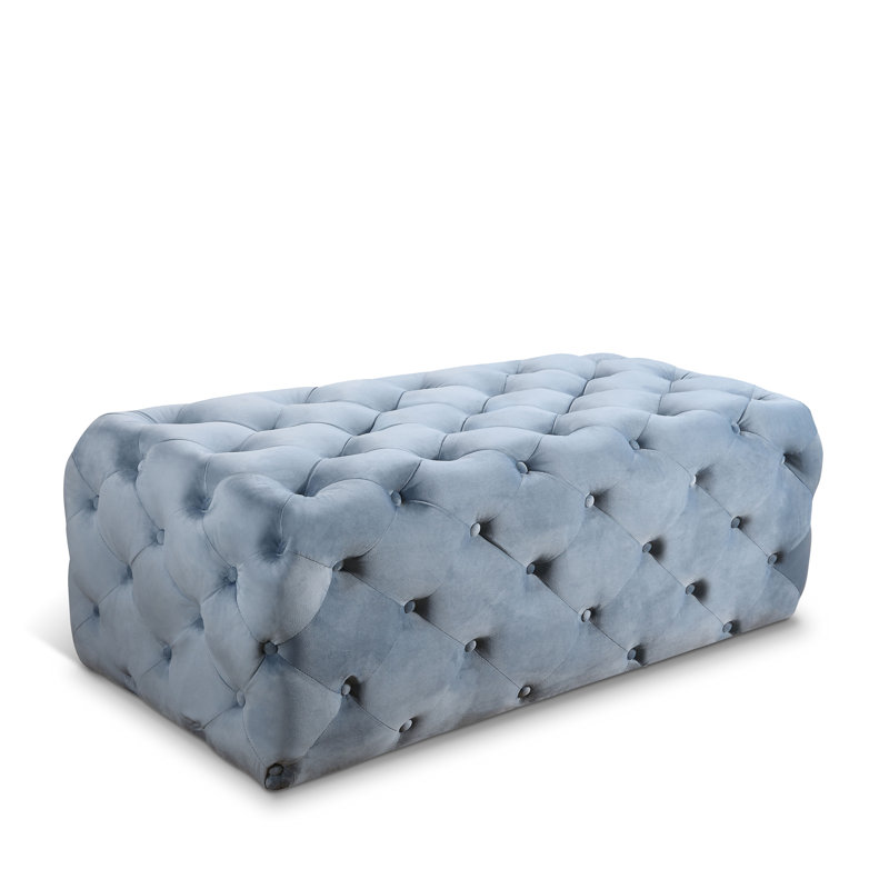 Paz Velvet Ottoman, Sky Blue Velvet