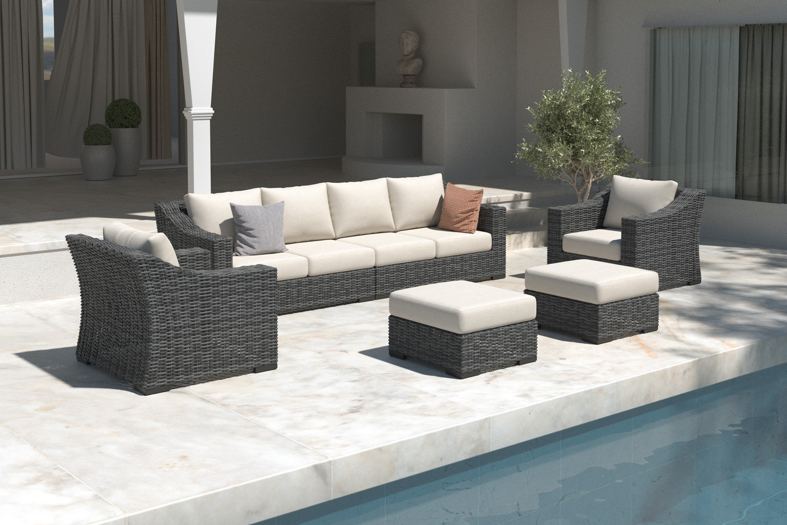 Eloisa 8-Person Patio Seating Group, Gray
