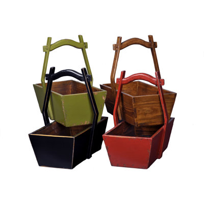 Jardinière rectangulaire avec manche en bois