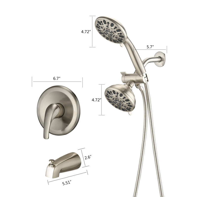 All-In-One Kit with Rough in-Valve, Silver/Beige