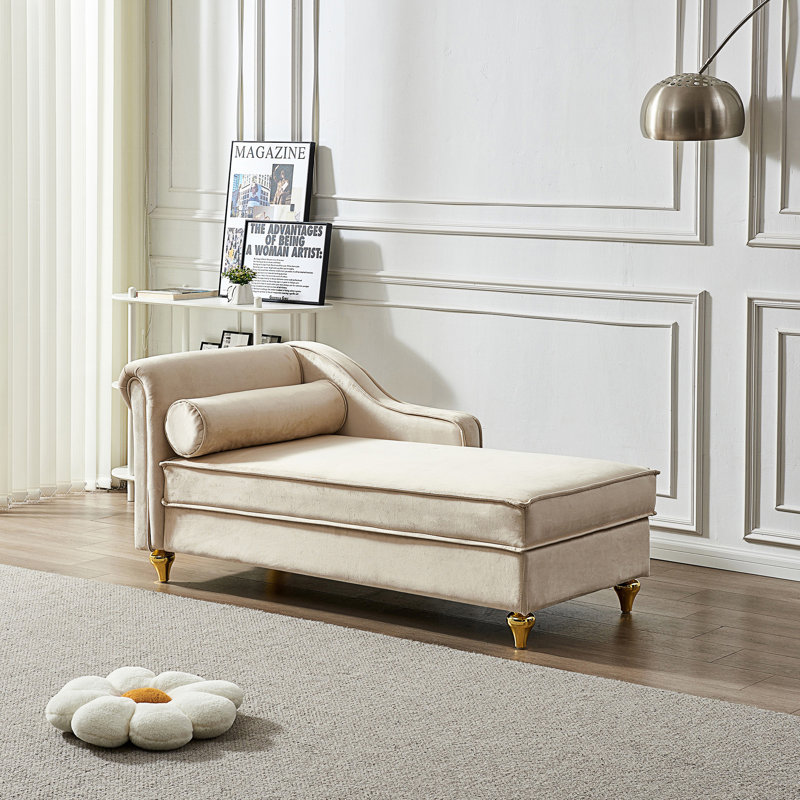 Chaise longue avec rangement Modern Upholstery, Beige