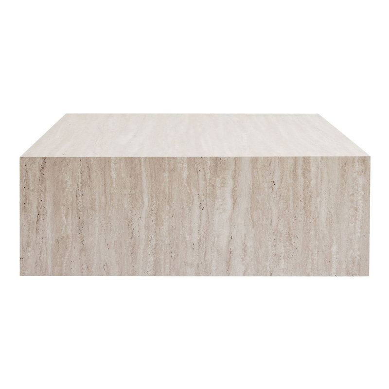 Modern Coffee Table, Travertine, 35.4 x 35.4 x 19.7 inches | 100% MDF, Thickness: 0.7 inches | Elegant Marble Design, Perfect for Living Room & Contemporary Spaces, Stylish & Durable Furniture Piece