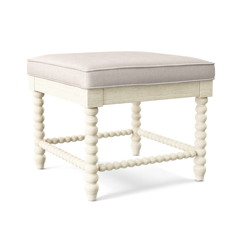 Lind Island Upholstered Bench, Havana Finish, White Sugar Performance