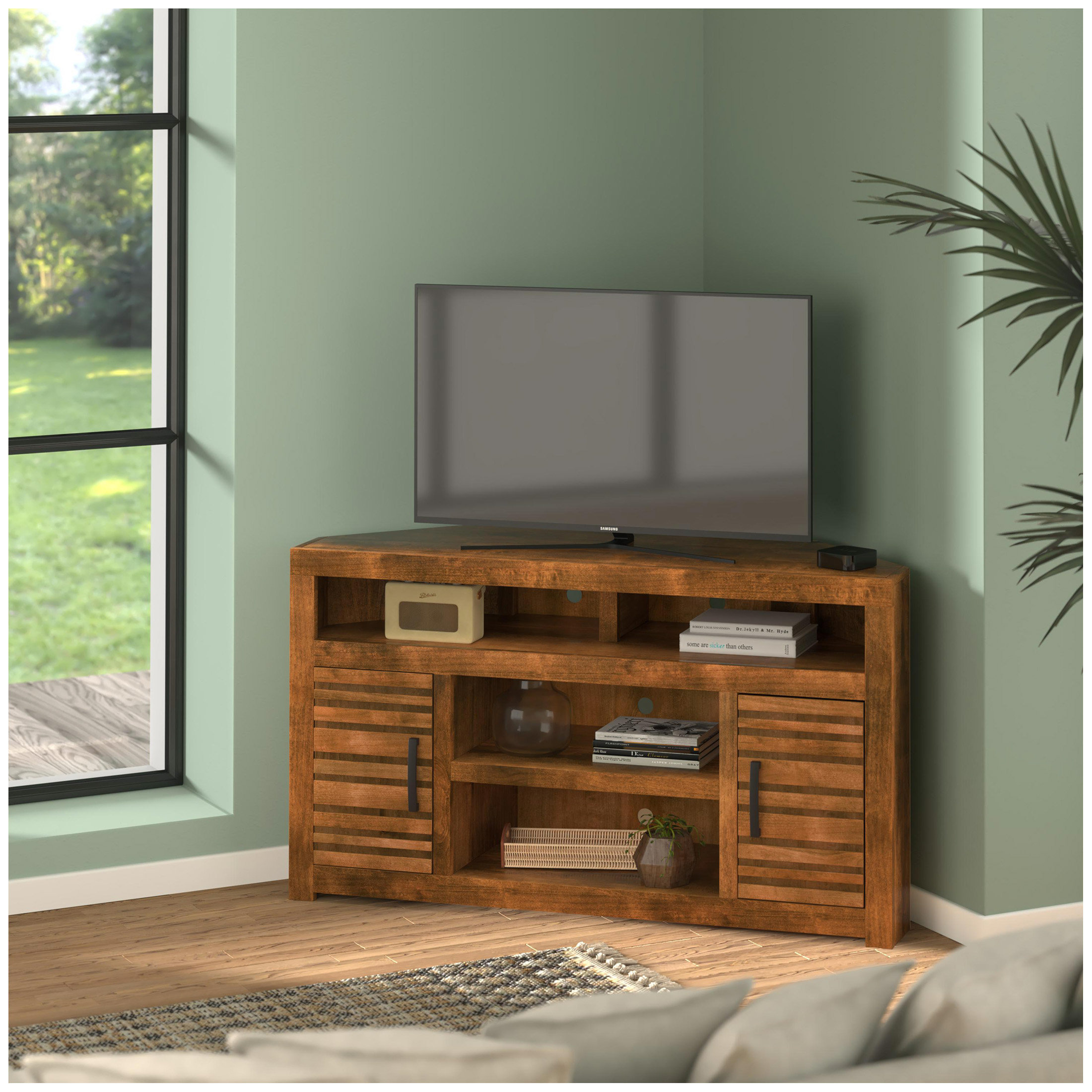 Darby Home Co 52 inch Corner TV Stand Console for TVs up to 55 inches ...