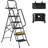 5-Step Ladder, Folding Step Stool With Tool Platform, Tool Bag, And Handrails, Wide Anti-Slip Pedals, Sturdy Steel Ladder With A Max Load Capacity Of 400 Lbs, For Household Use, Black