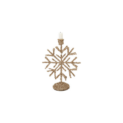 Champagne Glitter Iron Snowflake Taper Holder