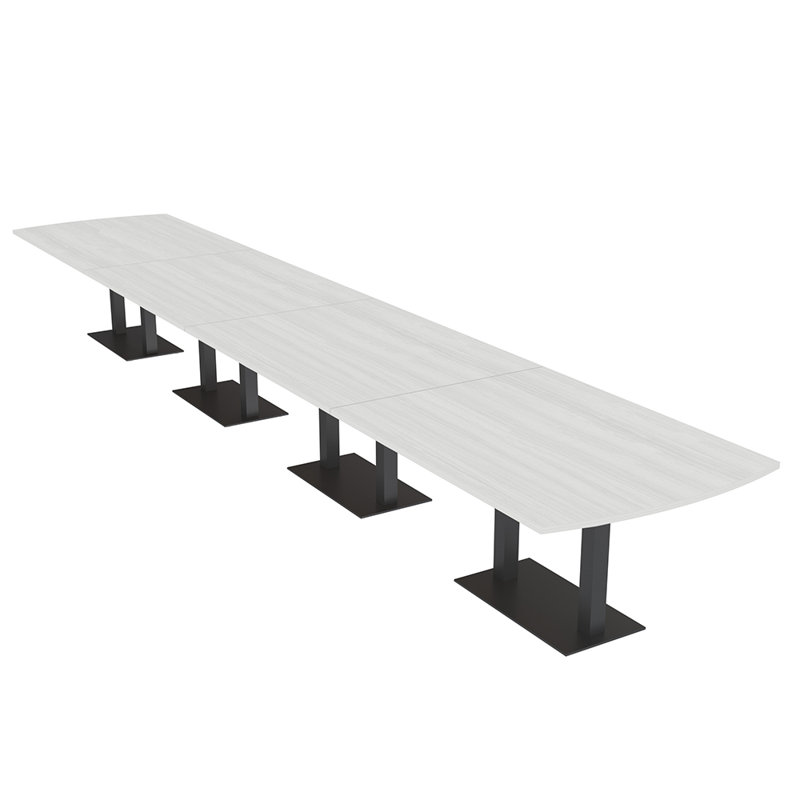 Table de conférence Pavert Arc, Noir mat, Cyprès blanc, H 30 po x l 240 po x P 48 po