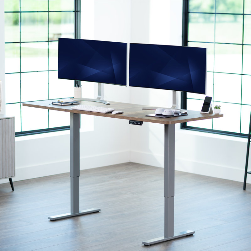Bureau debout électrique Vivo, Gris, Bois recyclé, L 70,9 po