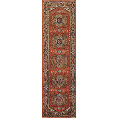 Tapis de couloir indien orange 3x12