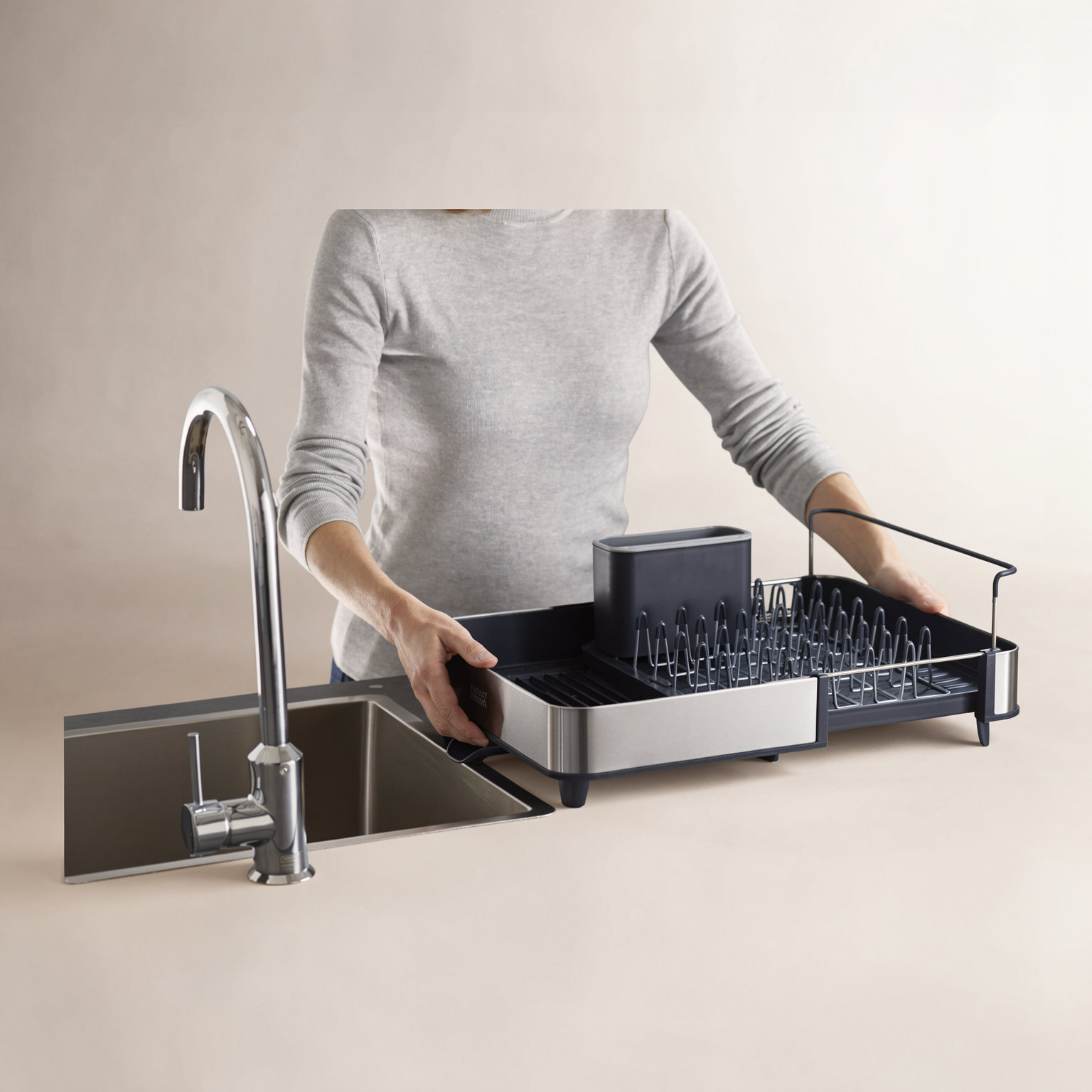 Joseph Joseph Extend Expandable Dish Rack, Dark Grey/Silver