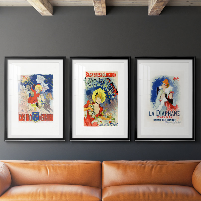 Casino D'Enghien - reproduction sur mesure encadrée de qualité supérieure - 3 pièces, H 15 po x l 19 po, Noir