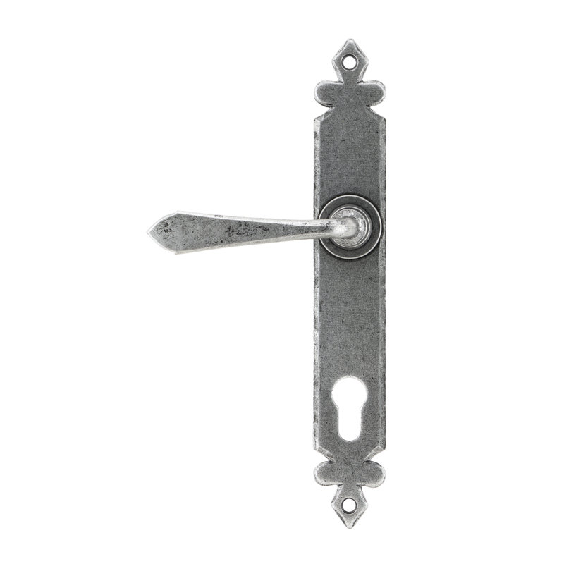 Cromwell Lock Door Handle, Pewter Patina