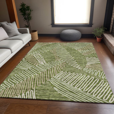 Premium Machine Washable Prisco Olive Rug