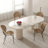 71'' Modern Oval Dining Table for 6-8 People, White Kitchen Table with Sintered Stone Tabletop, Wood Legs, Dining Room Table for Home Living Room (Table Only)-434211688