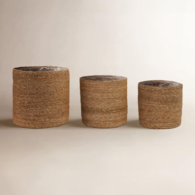 Hand-Woven Seagrass Baskets with Plastic Lining