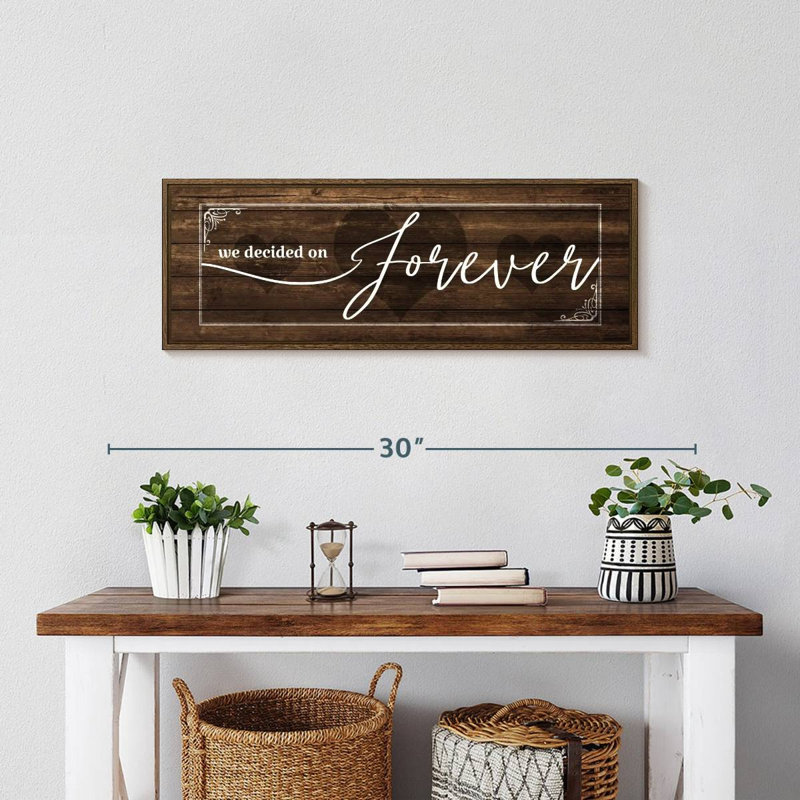 Plaque murale «Forever Love», 25 po x 9 po, Cadre flottant noyer