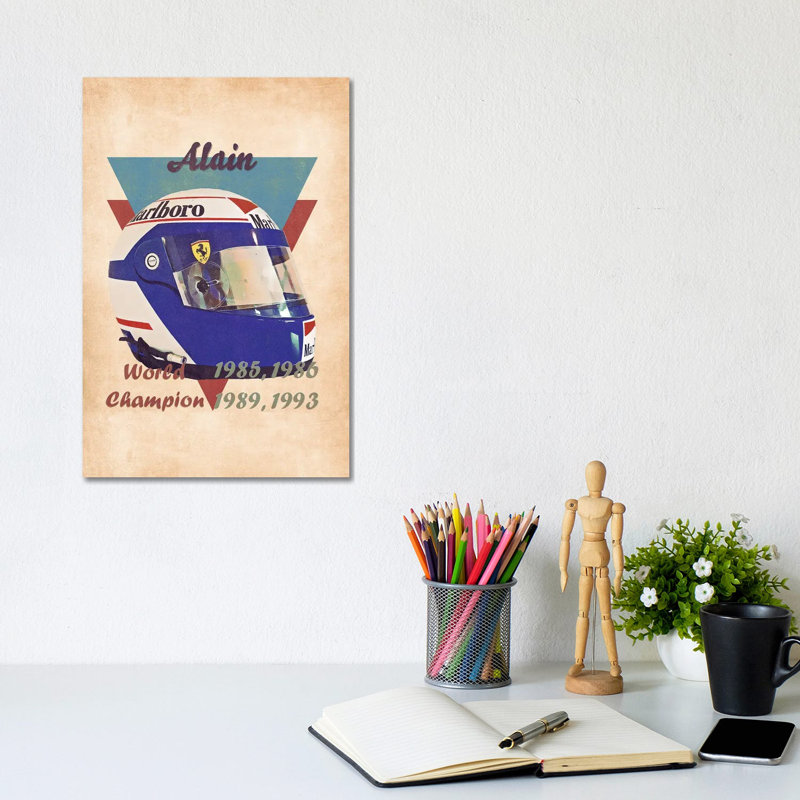 Alain Prost's Helmet Retro - Wrapped Canvas Painting, 20.32 cm H x 30.48 cm W