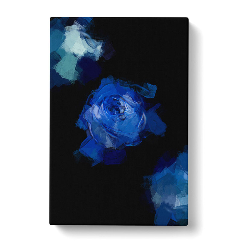 Trio Of Blue Roses In Abstract - Wrapped Canvas Painting, 76cm H x 50cm W x 3cm D