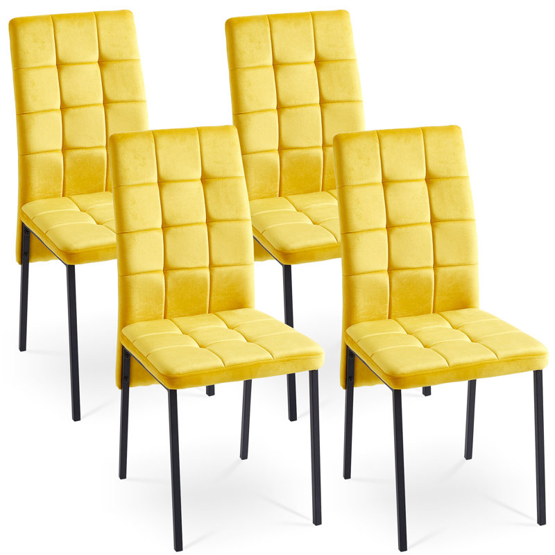 Chaise en velours Nordic, Jaune