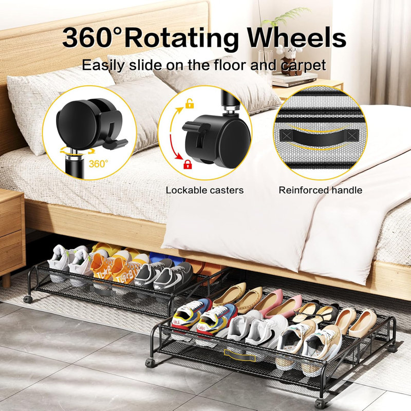 Ensemble de 2 rangement pour chaussures sous le lit avec roulettes