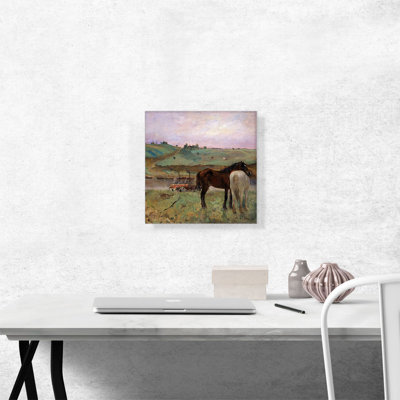 «Horses in a Meadow» par Edgar Degas - peinture sur toile tendue
