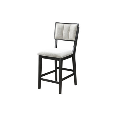 Tabourets de comptoir - Chaises de style contemporain en tissu de bois noir / gris 2 pièces
